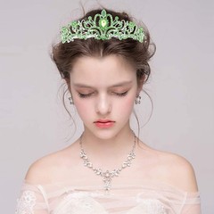 Didder Silver Tiaras and Crowns for Women – Elegant Green Crystal Princess Cr…