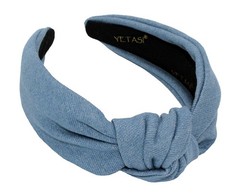 1 PCS Denim Light Blue Knotted Headband Top Knot Fashion Women Hairband