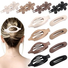 12 PCS Flat Hair Clips – 3 Styles Matte Claw 1 Count (Pack of 12), Brown