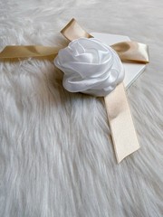 Rose Flower Hair Tie White Satin Bow Scrunchie Hair Accessories Valentine Gift