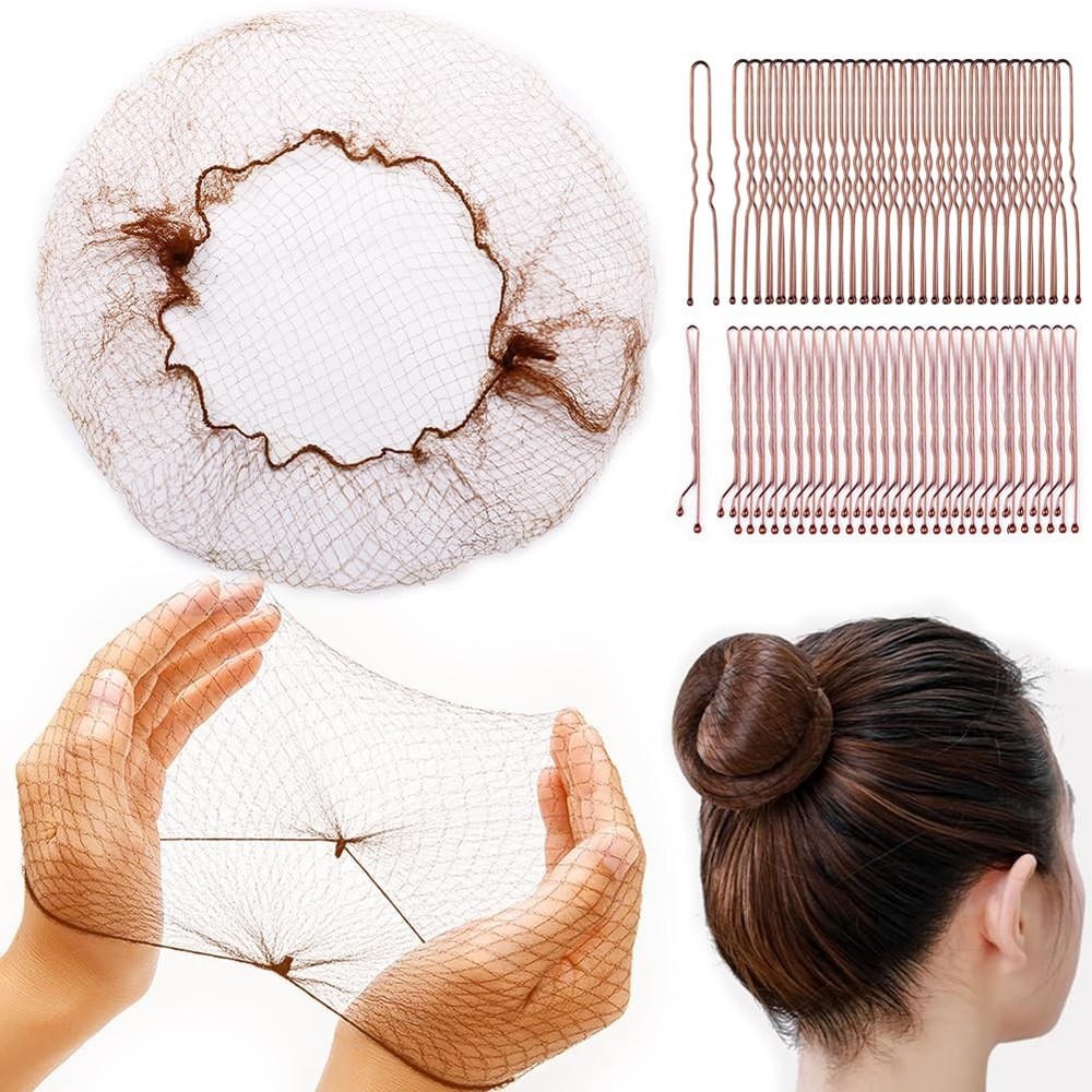 130PCS Hair Nets,30 Invisible Hair Nets (12, 24 Inch) for Ballet Recital,50 U…