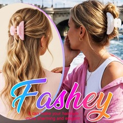 Fashey Acrylic Claw Clip Pink Hair Clips Cute 1 Count (Pack of 2), Pink+White