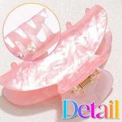 Fashey Acrylic Claw Clip Pink Hair Clips Cute 1 Count (Pack of 2), Pink+White