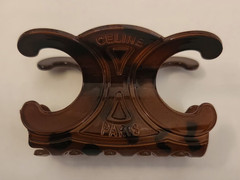 CELINE Paris Triomphe Hair Claw Clip Brown Tortoise Designer Luxury 2″