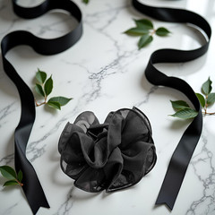 Black Large Chiffon Claw Clip Hair Bow Large Size Black Fabric Ribbon Flower Ros