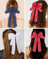 3pcs Hair Bows for Sheer Organza Ribbon Bows White Red Blue Clips Christmas H…