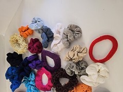 VTG Hair Scrunchies Ties Variety Mixed Lot of 32 Y2K 90s Colors Pink Purple Blue