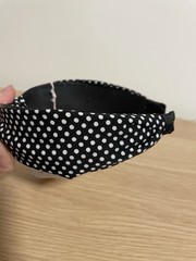 Polka Dot Knotted Headband Set of 3 Navy Black White Retro Preppy Hair Bundle