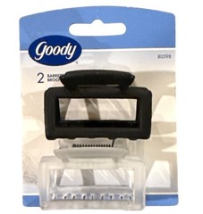 2pc Vintage 2002 Goody Hair Mini Jaw Clips Rectangular Black & Clear 2″x1.5″ ea