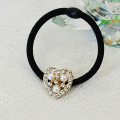 Fashion Gold Tone Clear Rhinestone and Pearl Hair Tie
