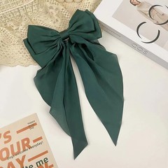 1pcs Wome Solid Color Satin Ribbon long Big Bows Hairpin Internet red Spring