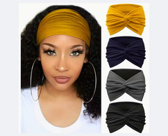 4-Piece Bohemian Headband Set (Orange, Navy, Gray, Black)