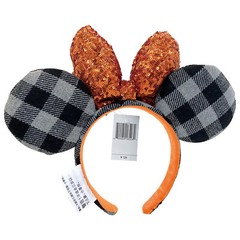 Orange Spangle Square Parks Plaid Rare Headband Disney` Anniversary Minnie Ears