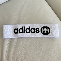 NEW GUCCI 703594 logo adidas collaboration hair accessory hair band White SZ S