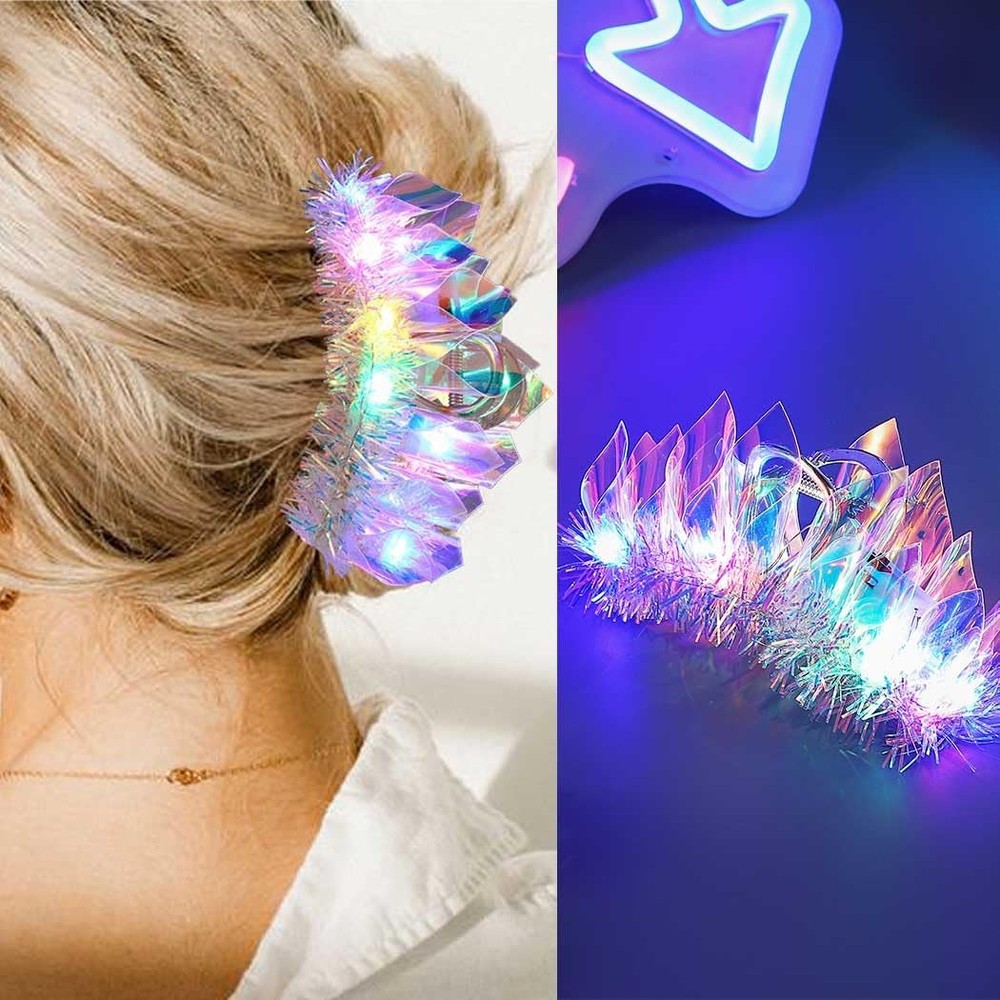 Fashey Light Up Hair Claw Clips LED Laser 1 Count (Pack of 1), gold