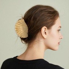 2pcs Seashell Hair Clip, Fashionable Metal Hairpin 1 Count (Pack of 2), gold