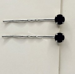 Handmade 2pc Hair/ Bobby Pins w/ Swarovski Crystal Jet Black Chaton Stones