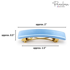 Parcelona Small Rectangular Glossy 2 Inch Hair Clip Barrette for Women Set of 2