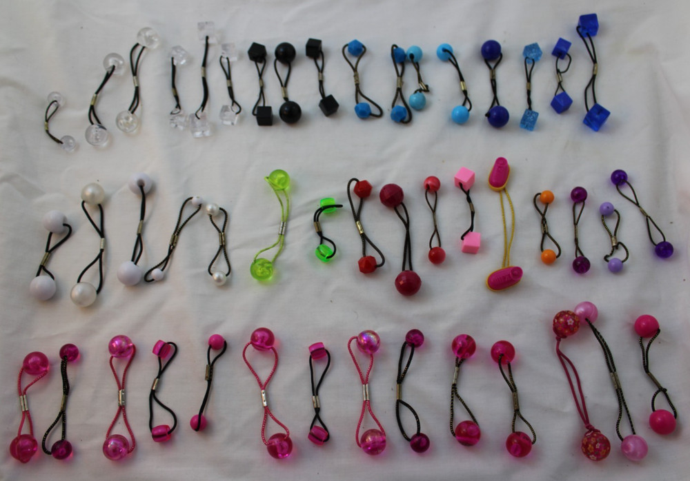 Vintage Ponytail Holders Knocker Ball Style Bead Lot of 47 Hair Ties Goody