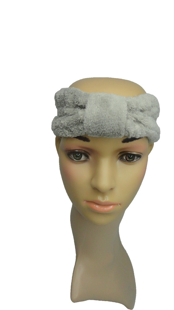 6Pc Soft Plush Spa Makeup Headband Gray