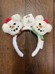 Fuzzy Snowman Disney Park Headband Mickey Minnie Ears