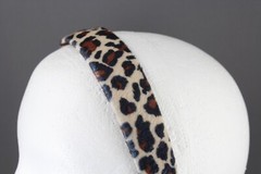 Tan Brown cheetah faux fur animal print headband hair band 1 1/8″ wide leopard