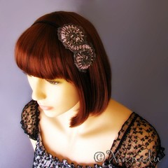 Dove Grey Ribbon And Lace And Everything Nice Headband With Crystal Accents