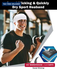 6 Pack Sport Headbands for Men & Women, Sweat Wicking Workout Sweatband, Bright