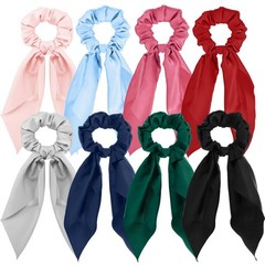 8 PCS Knotted Bow Scrunchies Satin Ribbon Hair Ties Scarf Girls Party Outfit