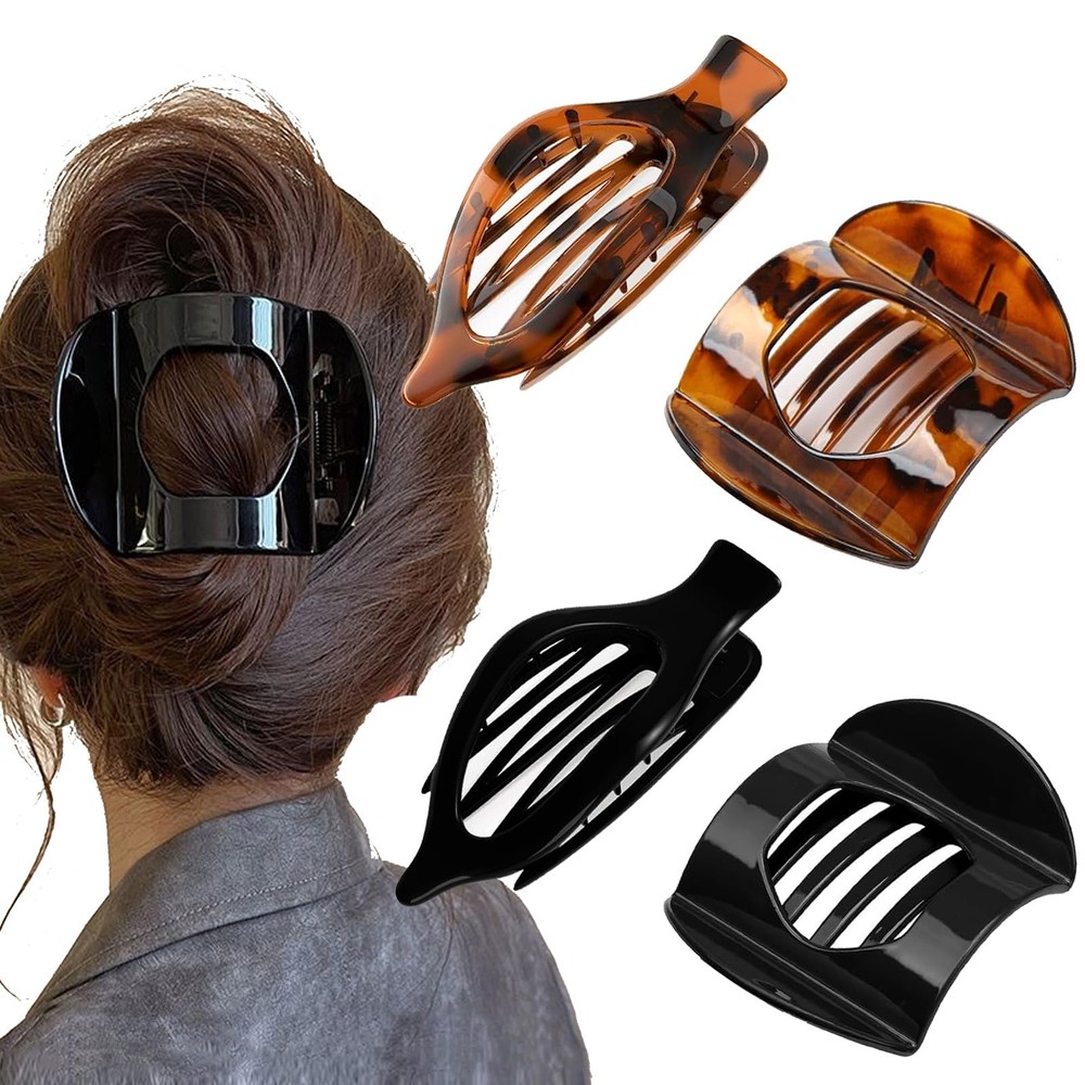 4 Pcs Flat Hair Clips Large Claw For 1 Count (Pack of 4), Color B