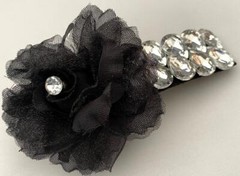 BARRETTE CLEAR ACRYLIC GEMSTONES TAFFETA FLOWER SELECT COLOR FREE USA SHIPPING