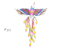 Fancy Fringe Beaded Hummingbird Barrette 4″ w/ French Clip closure #54