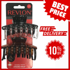 Revlon Strong Hold Hair Claw Clips, Brown/Black, 2 Count (Pack of 1)