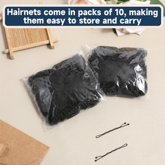 Bun Hair Net, 50 Pcs 24 Inch Black Hair Nets for Food Service Workers Invisible