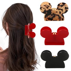 Mouse Ears Hair Claw Clips, BENOSPACE 3Pcs Acrylic Head Clips Red
