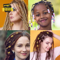 110 Pcs Gold Hair Jewelry for Braids and Dreadlocks – Metal Rings, Cuffs, Clips