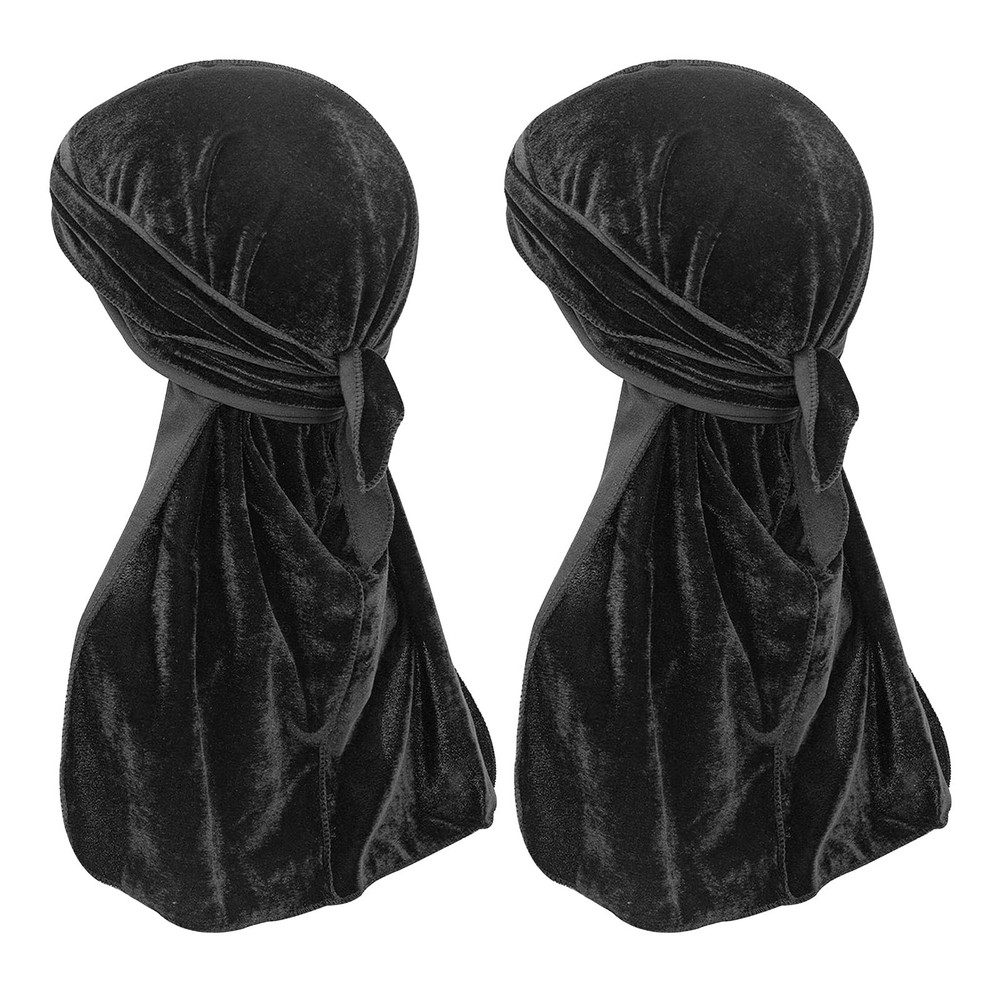 4 Pcs Velvet Durags Wave Caps for Men Long Tails for Extra Enhanced Wave Defi