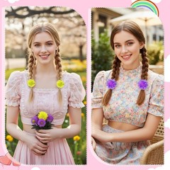 12 PCS Bling Foil Strips Pom Pom Hair Clips Tinsel Fluffy Ties Accessories