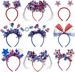 Blync 9Pcs 4th of July Headband, 250th Independence Day Sam Hat Hair Accessories