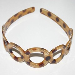 Navarro Headband Circle Women Cut Out Ruffle Brown Spotted Print Made in France