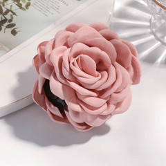 16 Colors Sweat Medium Size Cotton Fabric Rose Flower Hair Claw Clips for Women