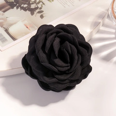 16 Colors Sweat Medium Size Cotton Fabric Rose Flower Hair Claw Clips for Women