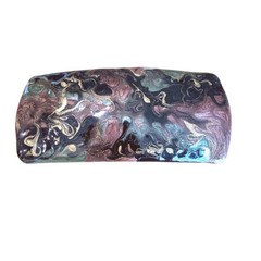 Multicolor Swirl Abstract VTG Hair Barrette Gold Green Black Purple Accents