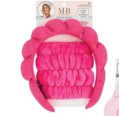 Must Have Beauty Premium Spa Headband & Wristband Set fuchsia