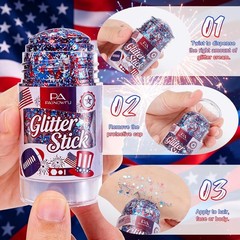 Red White Blue Hair Glitter Stick Hexagon Sparkling Body Face Glitter for 4th