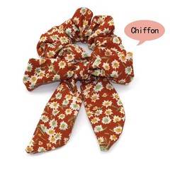 5 PCS Tropical Travel Scrunchy Hair Rope Ties Ribbon Bow Elastics Bands