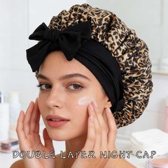 Olbye Bonnet for Sleeping Satin Hair Bonnets 2.2 * 63 inches, Leopard Black