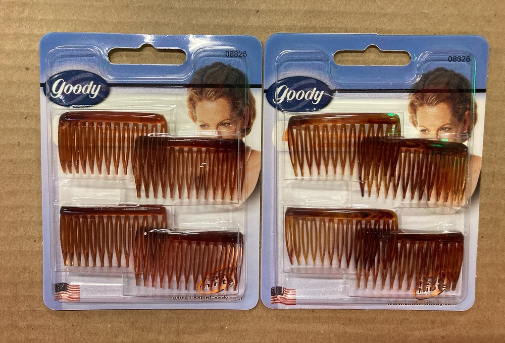 GOODY Brown Hair Tuck Side Combs 4-Pack 1.75” New 2000 Made USA (Set Of 2) G55