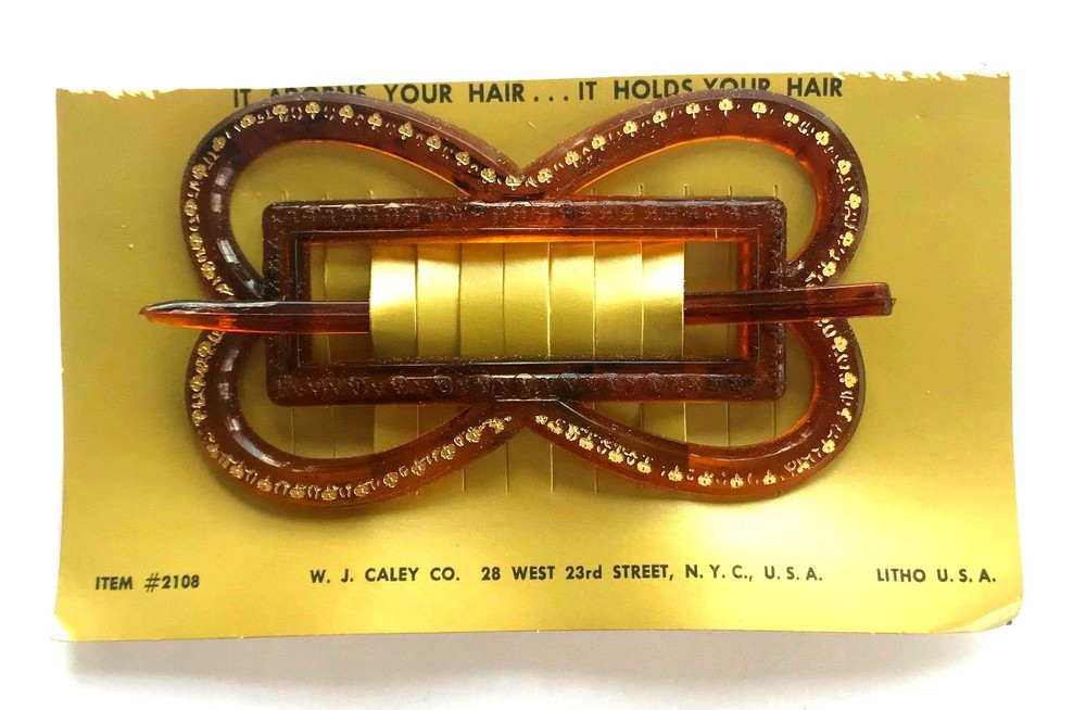 Vintage Hair Barrettes – Tortoise Shell Color Butterfly Slide Barrette