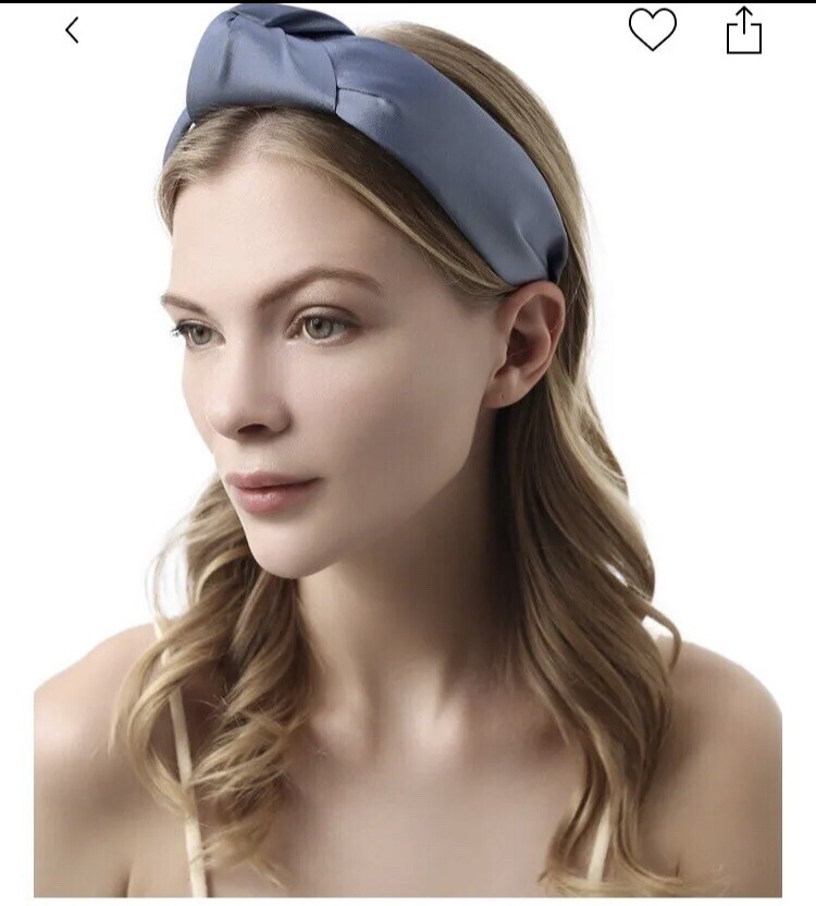 INC International Concepts Padded Satin Knot Headband Blue Wide Hairband Women